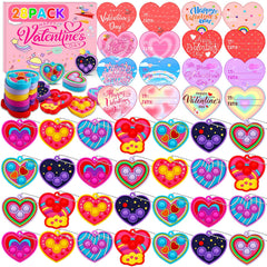 ChildFun Valentines Day cards with heart pop fidget toys for school exchanges, fun classroom moments