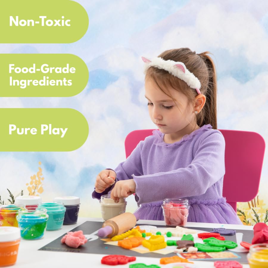 Fun educational play dough scene shows sensory-rich learning without screens.