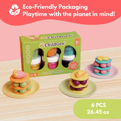 ChildGen six-pack dough jars ready for classroom or home play.