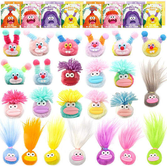 CHILDGO 24-pack valentines plush toys with cards, soft and kid-friendly for classroom exchanges.