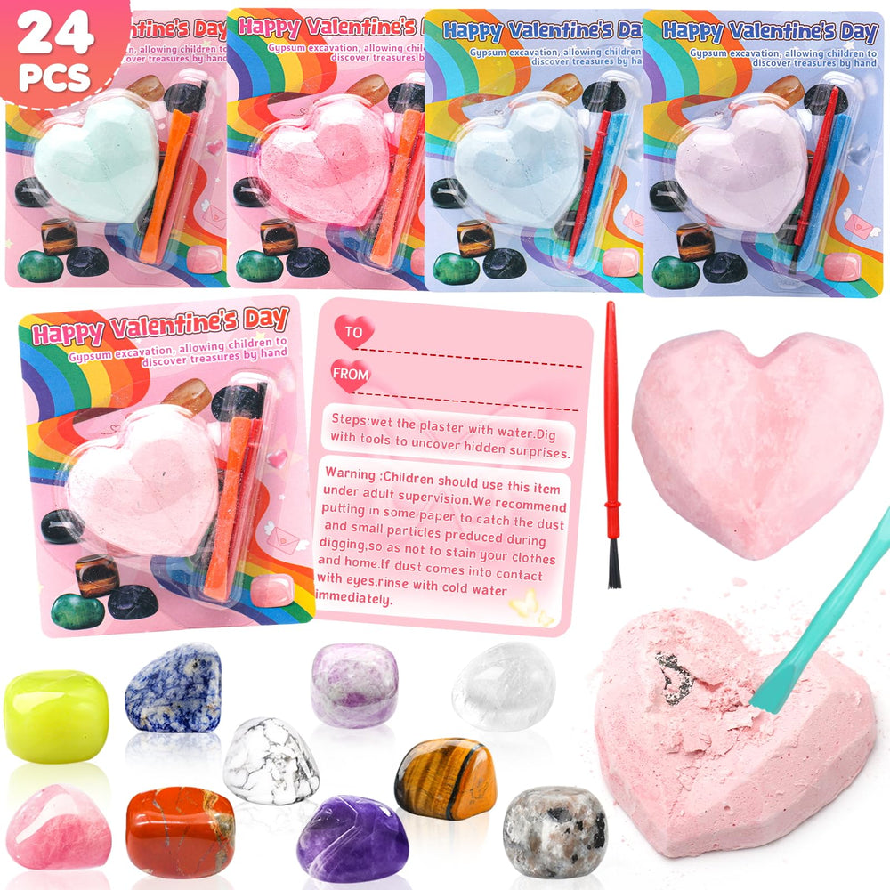 CHILDGO heart-shaped soil block for Valentines Gemstones Dig Kit invites hands-on discovery.