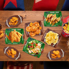 Childom oval brown plates offer easy serving and cleanup.