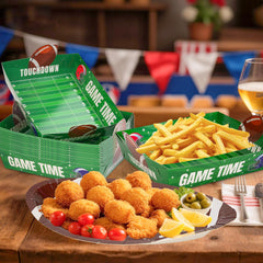 Childom rectangular brown plates great for birthday and tailgate events.