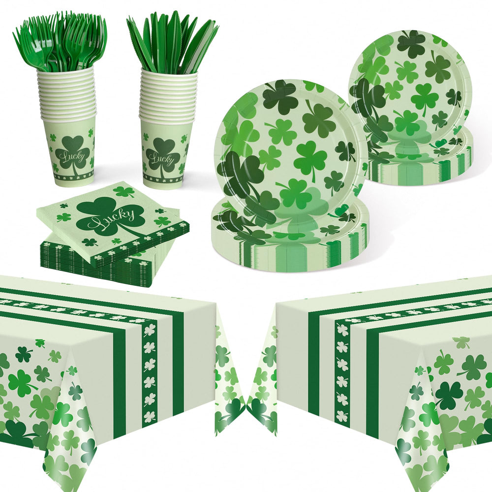 Childom St Patrick's Day tableware set with shamrock design for festive dining