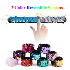 Childom wristbands double as hair accessories with glittering sequin accents.