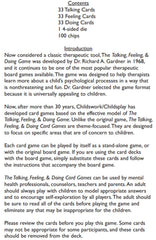 Childswork Talking Feeling Doing Grief Card Game in action supports 2-4 players with caregiver guidance.