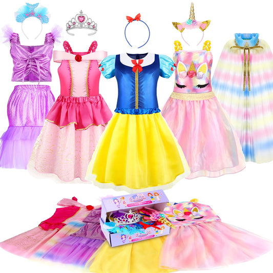 Chillife red princess dress for girls, ideal for themed parties and pretend play
