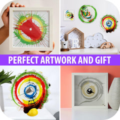 Chilpals display stands showcase finished spin art