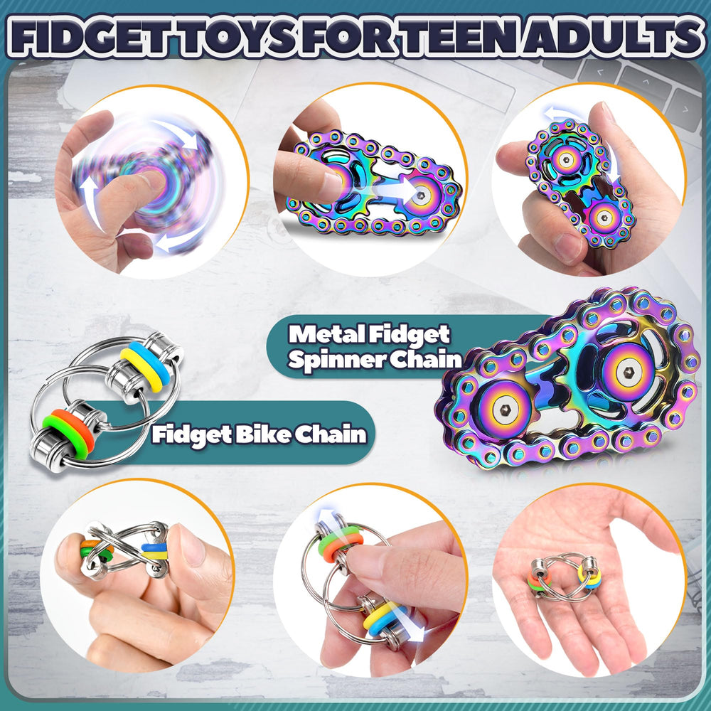 Chilvil fidget bike roller chain spinner for kinetic distraction and focus