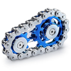Chilvil metal fidget spinner blue close-up showing durable stainless steel.