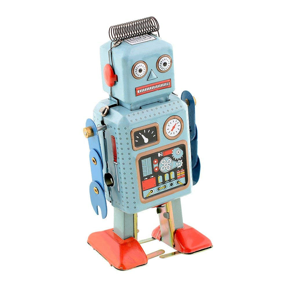 CHIMUYU wind-up robot front view for retro desk decor and collection