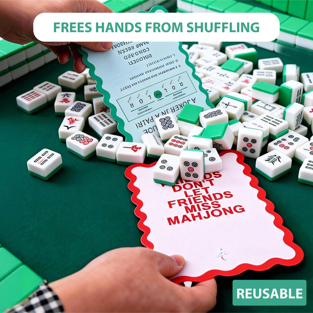 Chiplesier Mahjong Shuffler green paddle back with two-sided design.