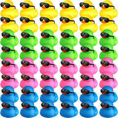 Chivao 48-piece mini duck set with sunglasses for party favors and bath time fun.