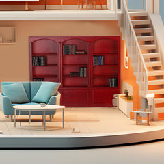 Chivertion dollhouse bookcase with books closeup shows tiny details