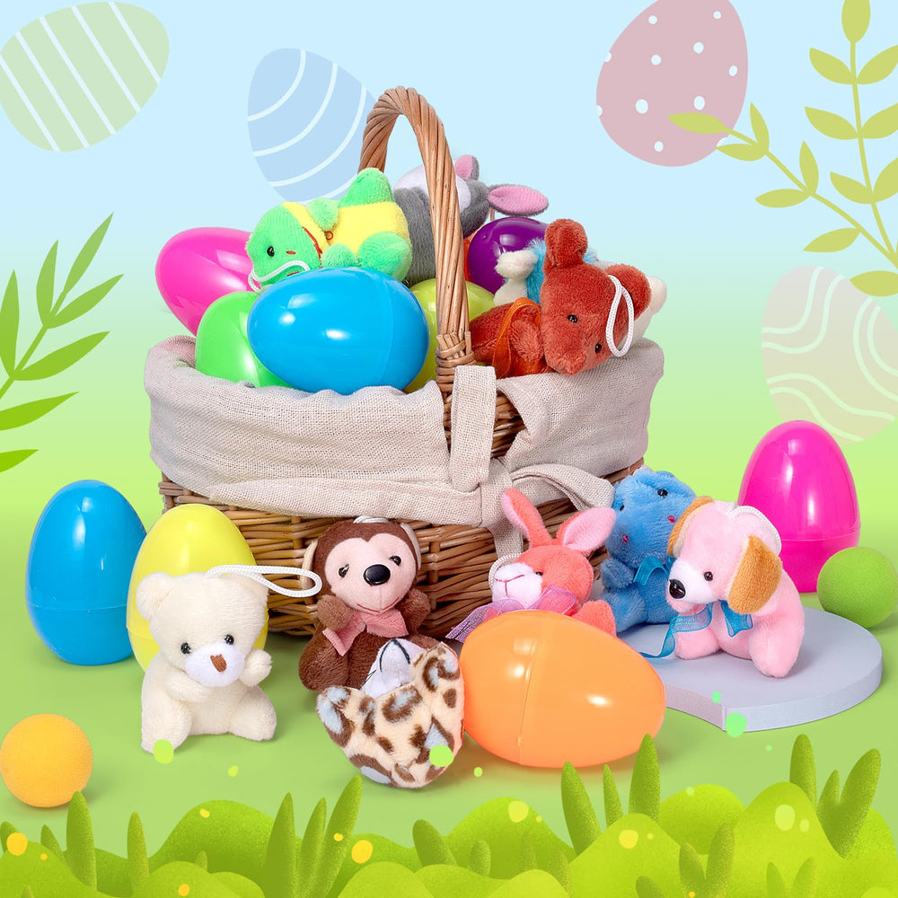 CHMYWJ easter egg hunt prizes with plush animal toys for fun activities