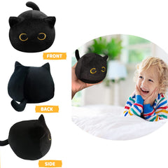 CHNBF Soft Black Cat Plush Pillow as a kid bedtime cuddle companion