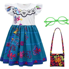 Choadam Mirabel dress pink front view with puff sleeves for everyday play