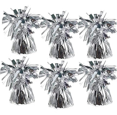 Chochkees silver metallic balloon weights keep balloons anchored for longer displays