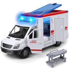 Choopheme ambulance toy with flashing lights enhances imaginative play and sensory engagement.