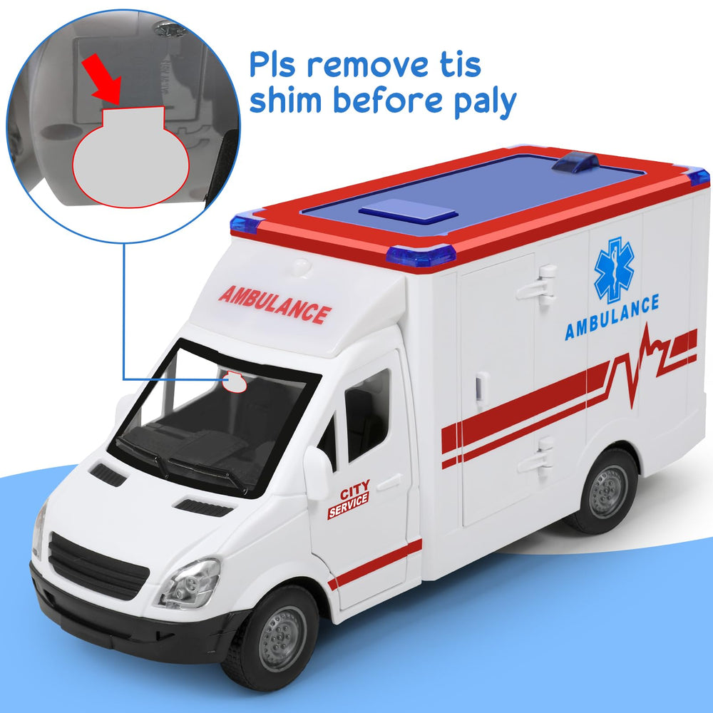 Choopheme hospital playset with ambulance model fits pretend clinics.