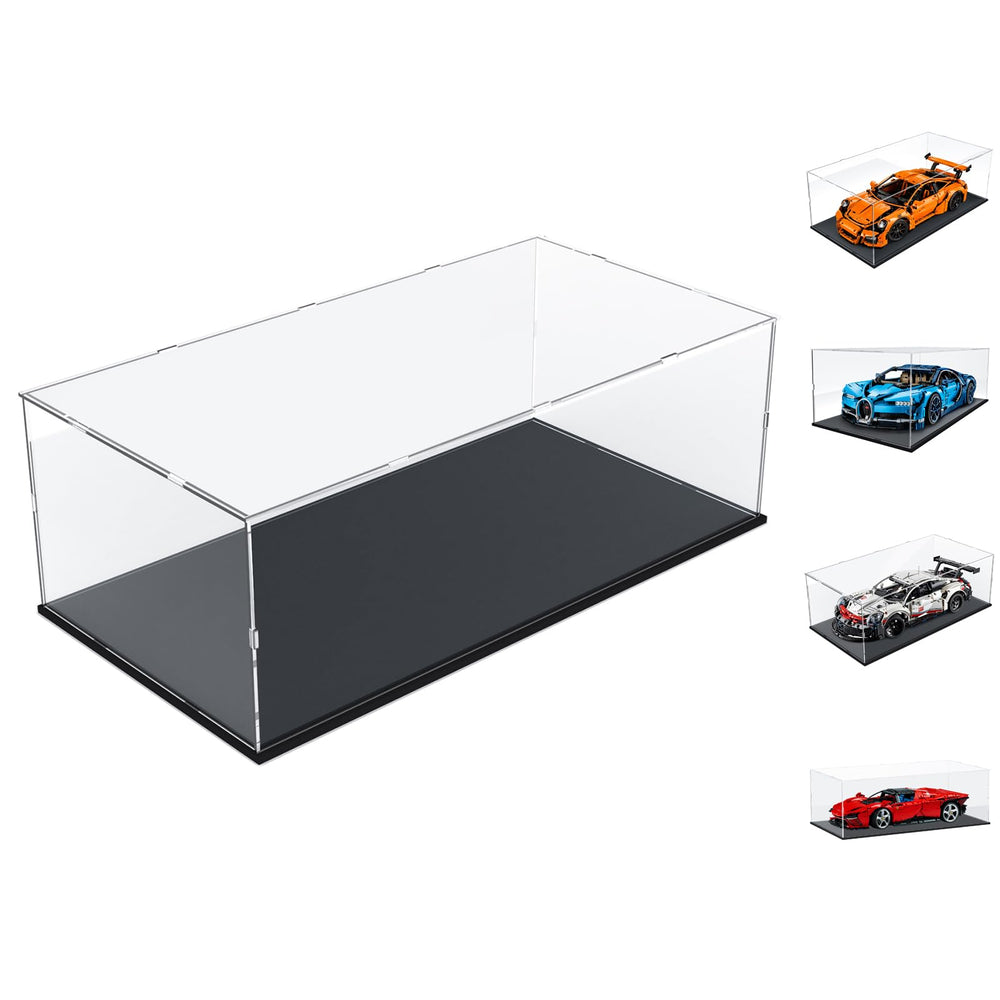 Choowin acrylic display case featuring LEGO Porsche 911 front view, crystal clarity.