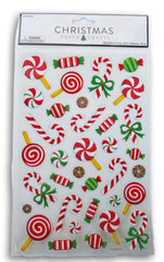 Christmas Crafts Peppermint candy cane stickers with glitter on clear backing for crafts