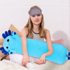 Chubbyjoy axolotl plush toy blue closeup face detail highlighting friendly expression