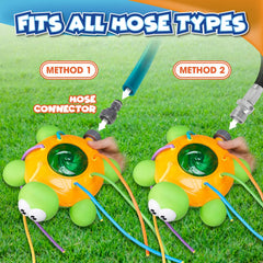 Chuchik spray arc reaching up to eight feet fosters dynamic sprinkler sessions.