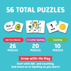 Chuckle & Roar abc-first-words puzzle illustrates letters for early literacy