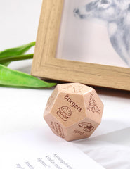 ChunlongFour date night dice on table during a meal