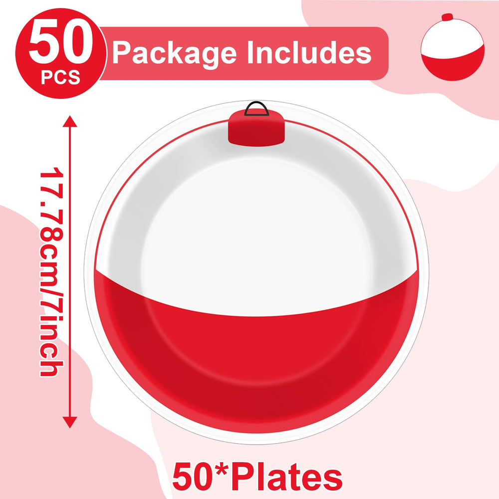CHUNNIN fishing-themed 7-inch plates ideal for bobber birthday celebrations and disposal.