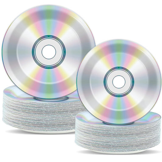 CHUNNIN CD plates 9-inch set, durable and disposable for retro parties.