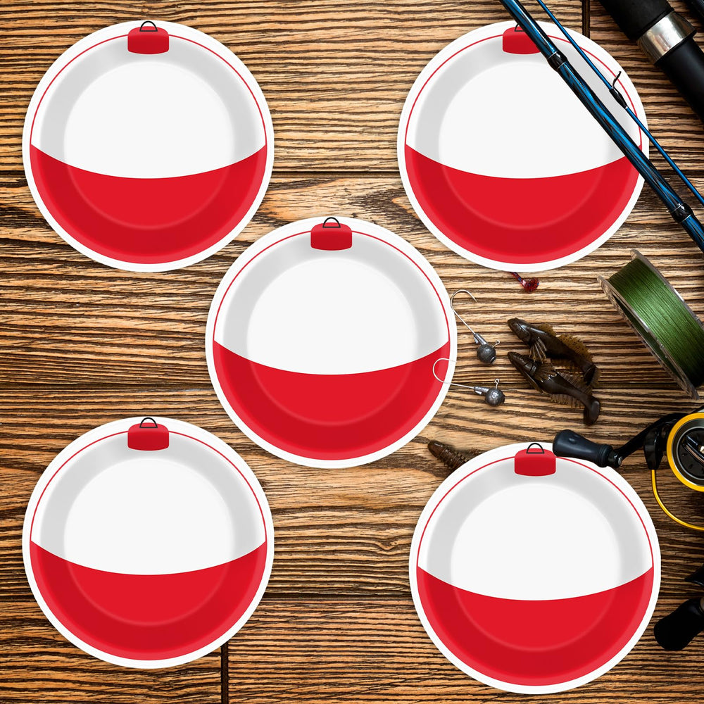 CHUNNIN bobber-themed paper plates for quick cleanup after outdoor gatherings.