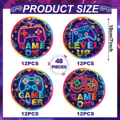 CHUNNIN neon video game plate with level-up motif ideal for celebrations.