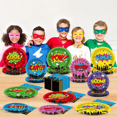 CHUNNIN super theme hero patterns; engaging visuals for birthday tableware