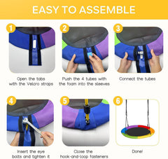 Chyxqh easy-setup cover enables quick replacement on 40 inch saucer swings.