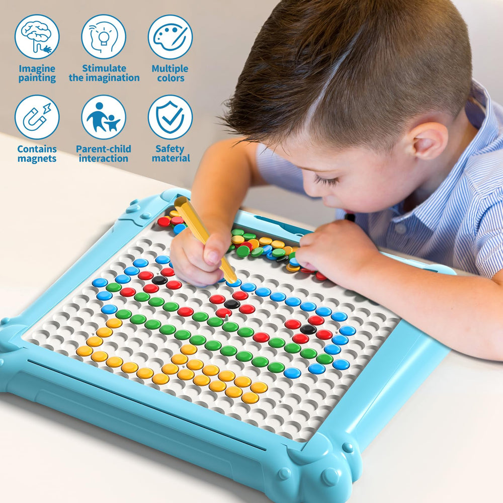 Ci Vetch magnetic dot art board on stand for easy tabletop play.
