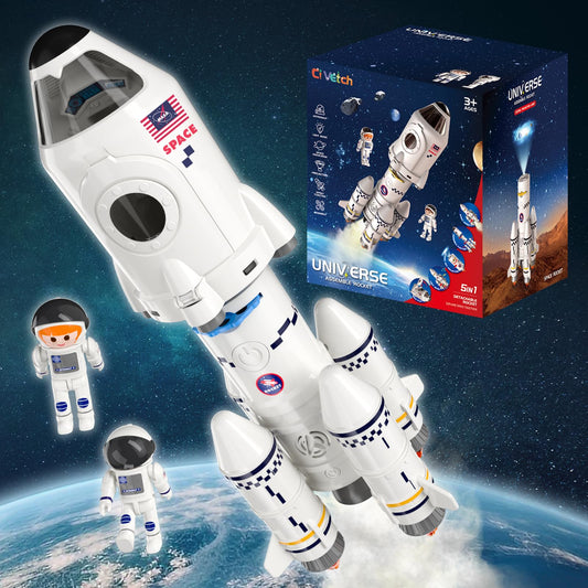 Ci Vetch space shuttle assembly for imaginative play and STEM exploration