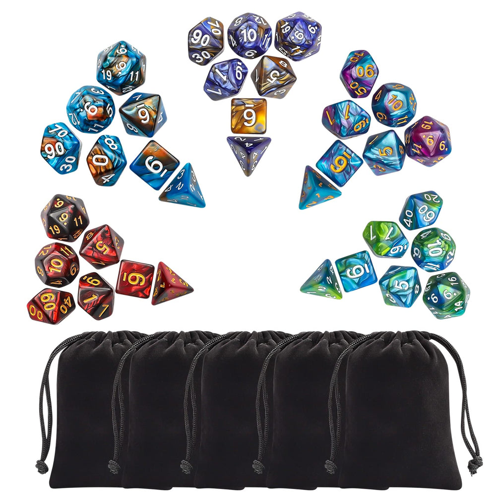 CiaraQ dice set in black pouches demonstrates portability.