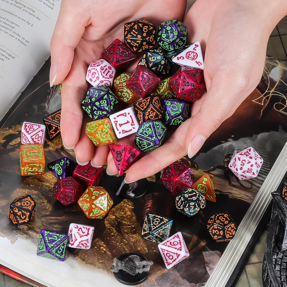 CiaraQ dice set covers multiple dice types for RPG sessions.