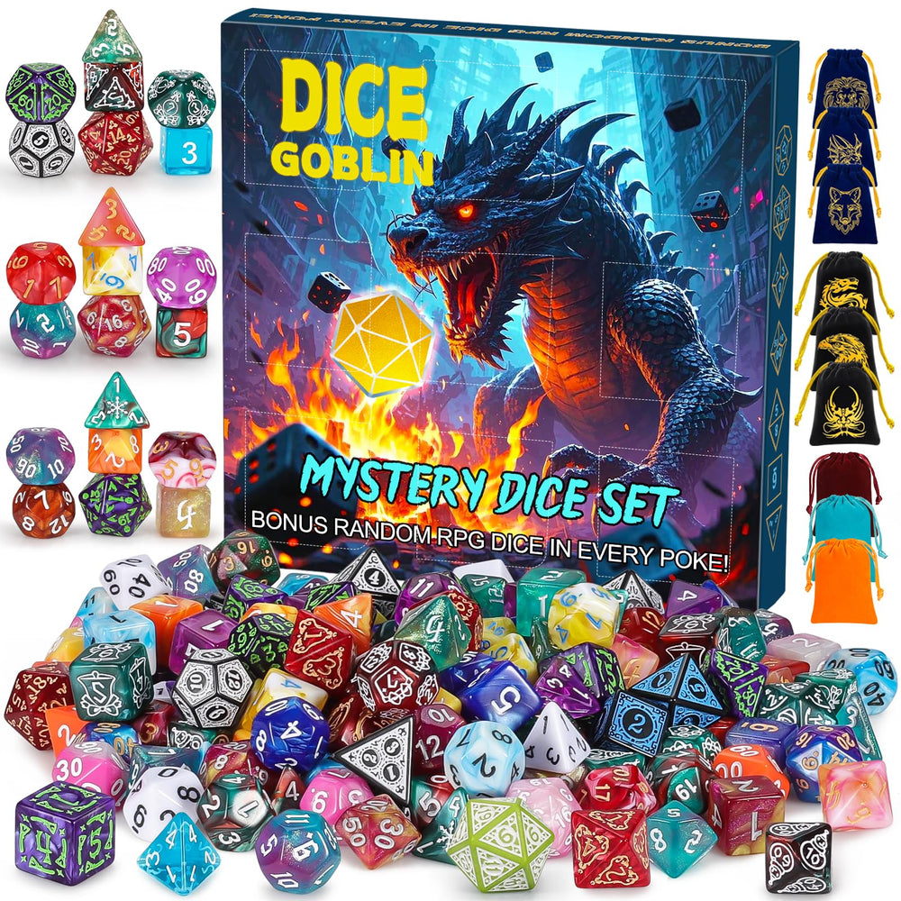CiaraQ polyhedral dice in vibrant random colors for RPG sessions.