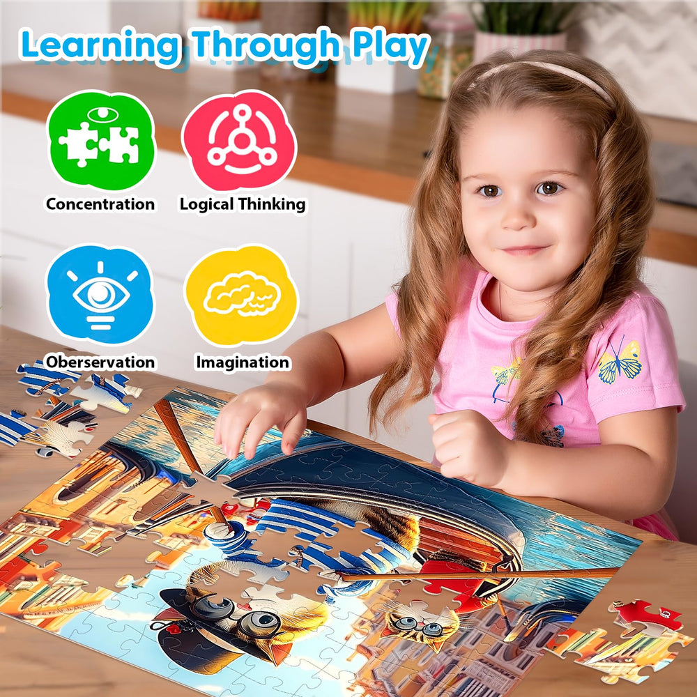 Ciavotie 4-pack puzzle pieces closeup; demonstrates sturdy pieces and easy grip