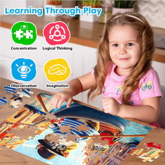 Ciavotie 4-pack puzzle pieces closeup; demonstrates sturdy pieces and easy grip