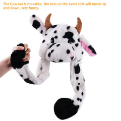 CICITOYWO plush cow hat jumping ears for selfies