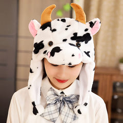 CICITOYWO soft plush cow hat fabric for warmth and fun