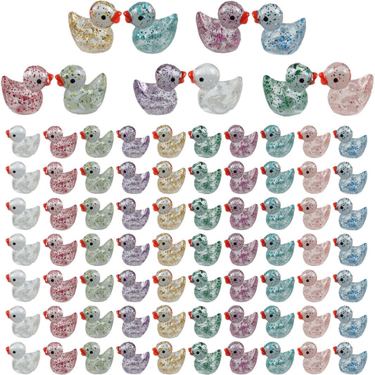 Cidinge 80-piece mini resin ducks in bright colors for DIY decor