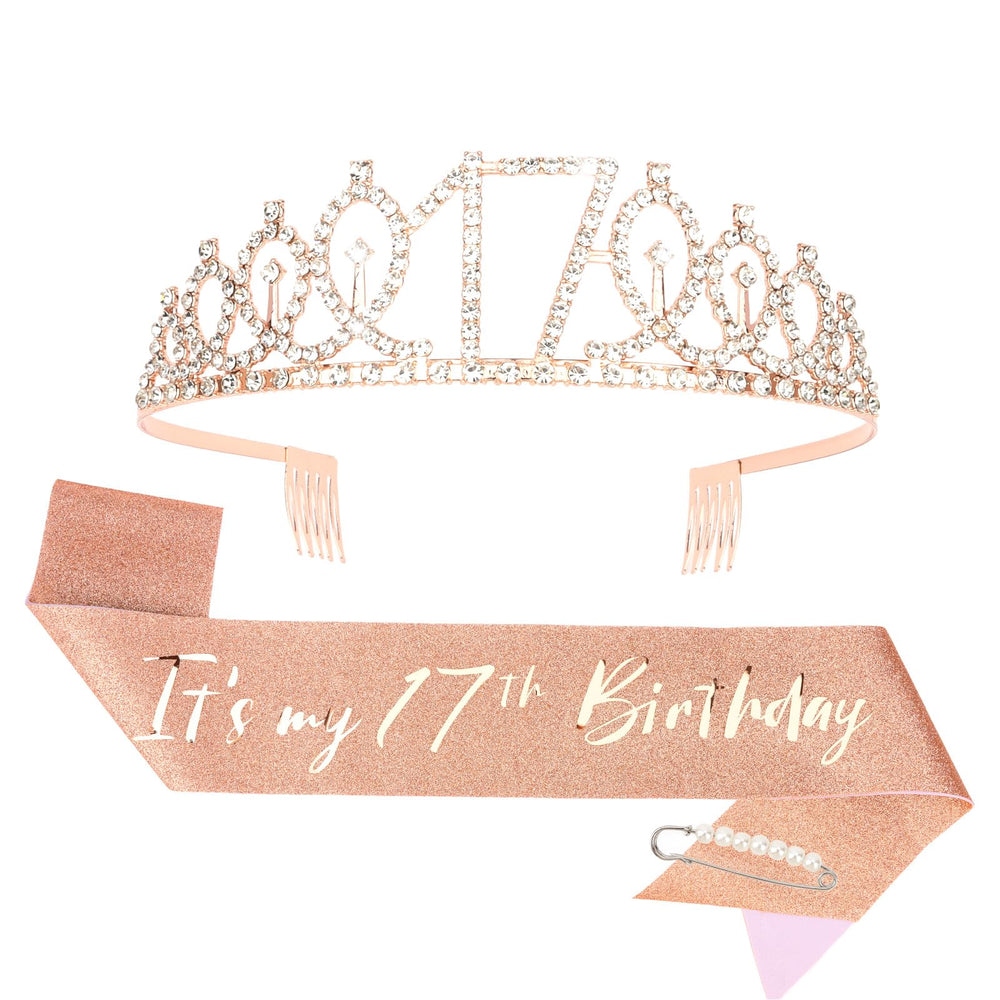 CIEHER 17th birthday crown with rhinestones for Instagram ready looks