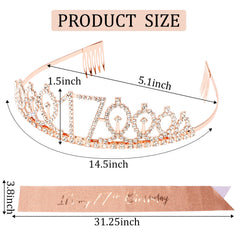 CIEHER adjustable rhinestone tiara with secure comb design