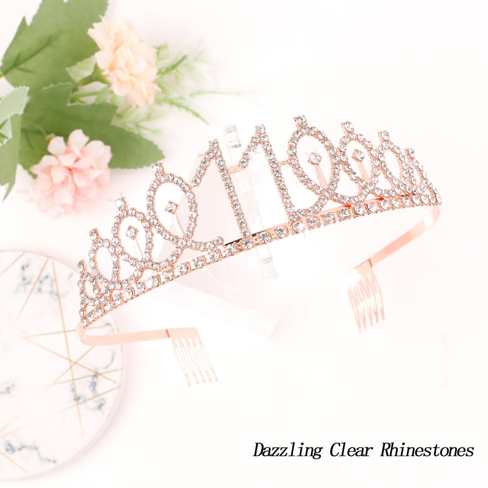 CIEHER rhinestone tiara close-up highlights sparkle and regal feel.