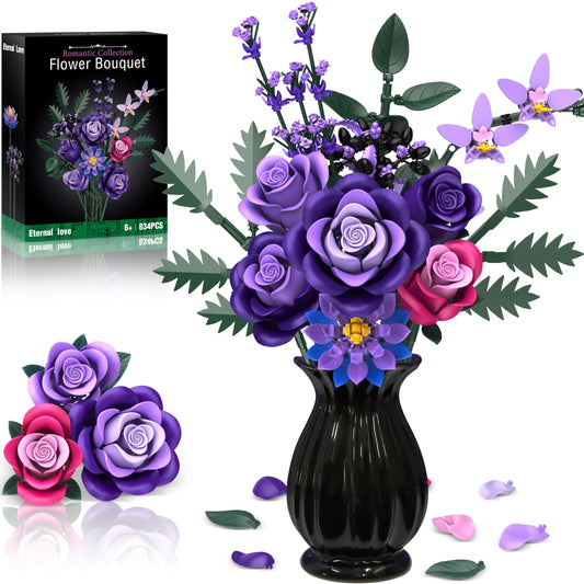 Ciesa purple roses bouquet 834pcs in vibrant artificial florals for gothic decor